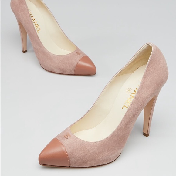 CHANEL Shoes - • Chanel • CC Cap Toe Suede Pumps Rose Pink 38